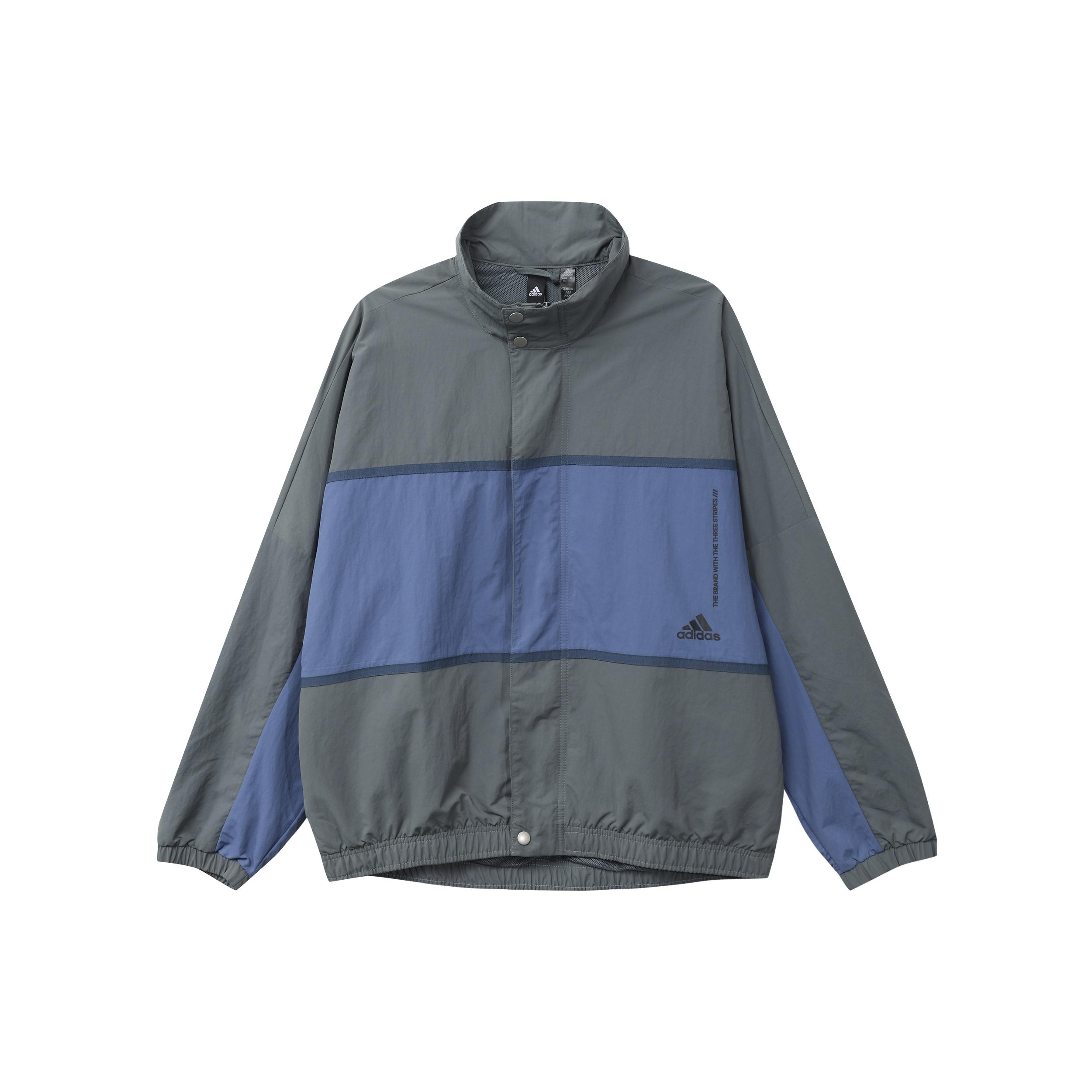 adidas M Wrd Wov Jkt Sports Loose Contrasting Colors Printing Woven Stand Collar Jacket Blue Men s GL8682 XL