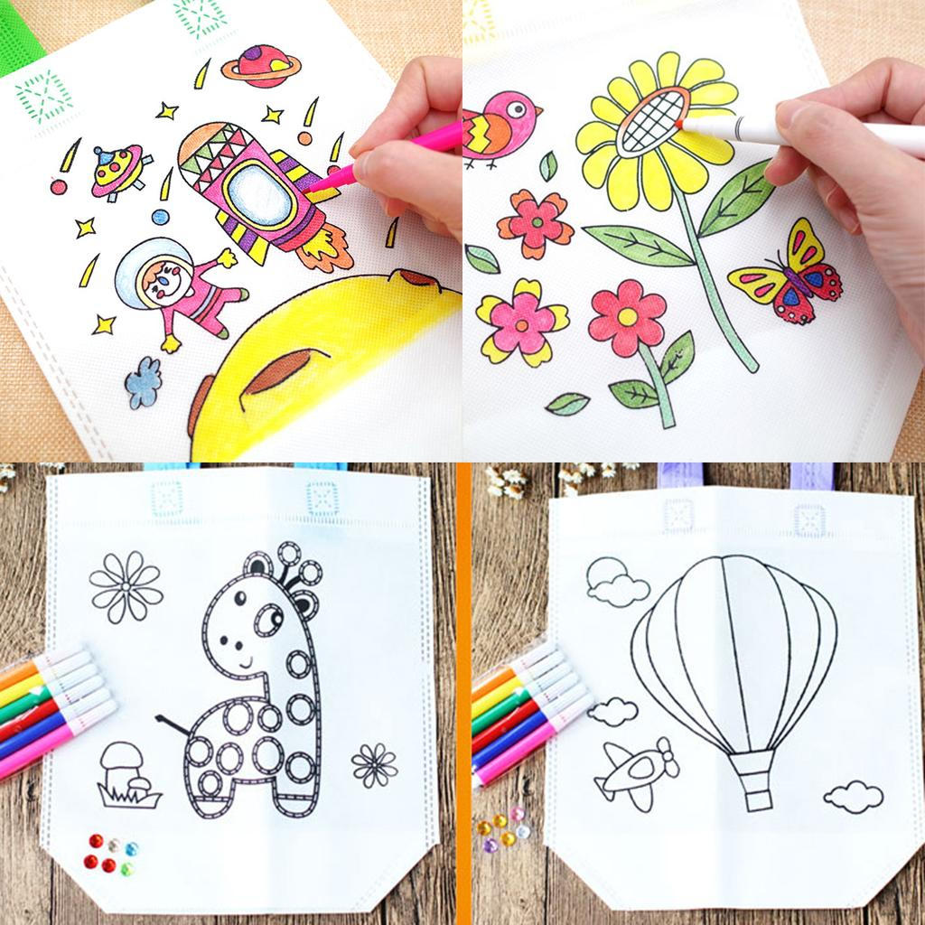 Colorful Graffiti Bags with Painting Pens, Tote Party Favors for Halloween,Christmas,,Donate