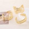 Bohemian 18k Gold Hollow Wide-Face Women's Stainless Steel Open Cuff Bracelet