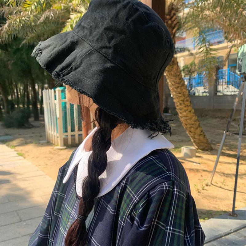 1pc Outdoor Sunshade Fringed Bucket Caps for Women,solid Color Beach,sun Protection Travel Foldable Hat for Men,multiple Color