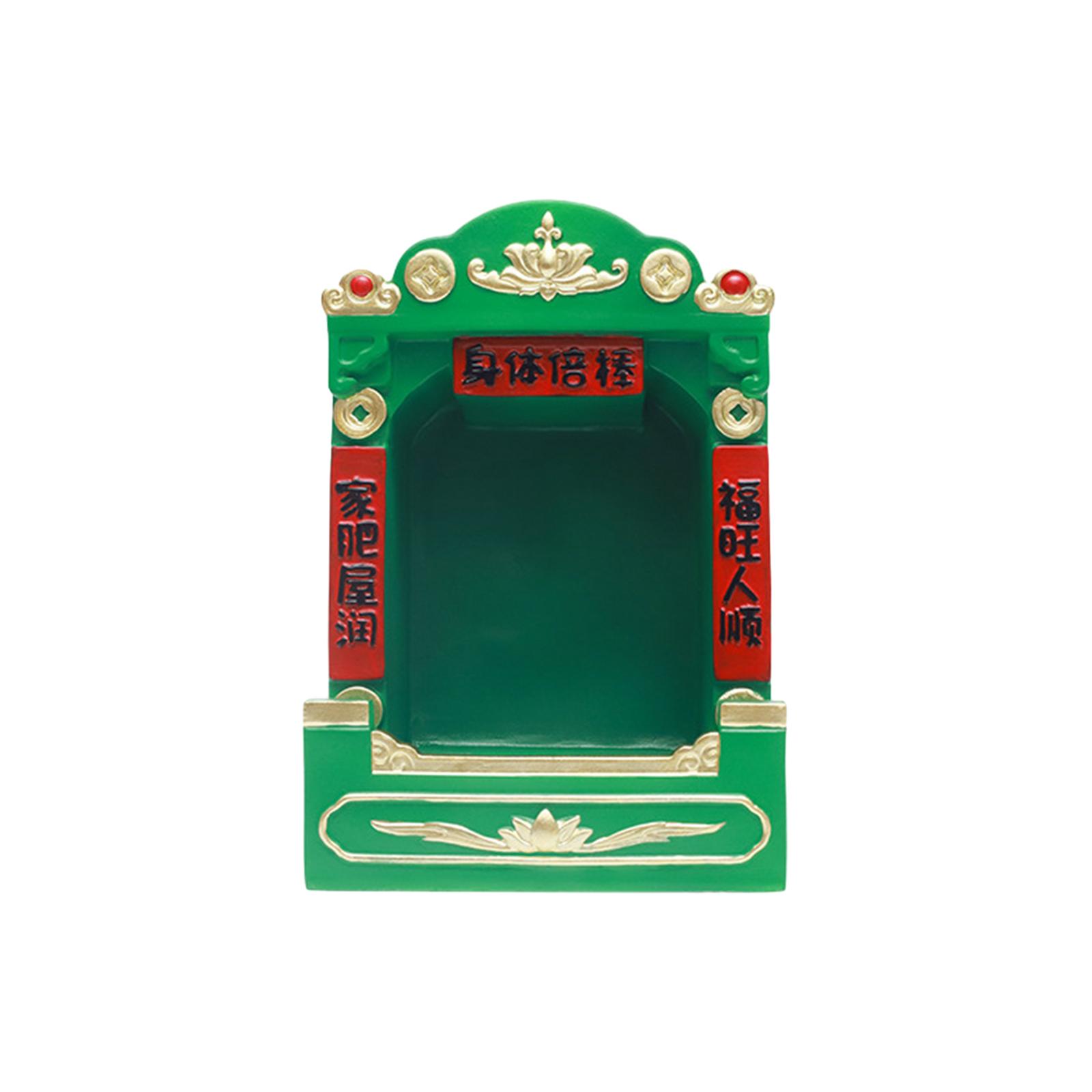 

Buddha Statue Altar Shrine Holder Decorative Feng Shui Accessories Worship Pedestal Resin for Living Room Decor Lightweight зелёный