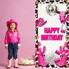 Disco Birthday Background Pink Cow Skull Birthday Display Banner Glitter Design Birthday Door Cover For Cowgirl Themed