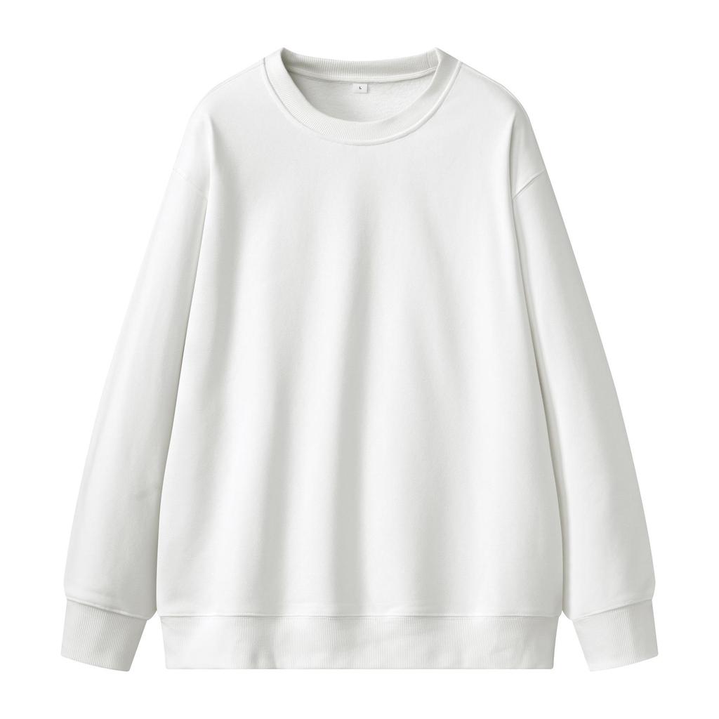 Unisex 430g Heavyweight Round Neck Sweatshirt - Solid Color, Basic Style, High-Quality Cotton Feel