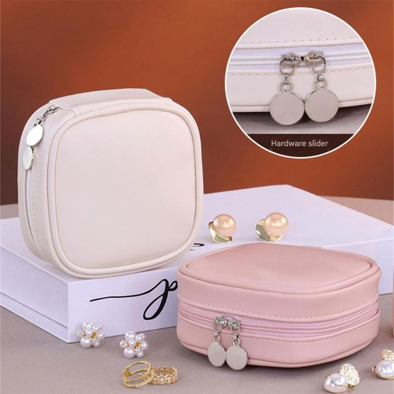 Leather Jewelry Storage Bag With Adjustable Drawstring Design Safely Holds Earrings Necklaces Rings Portable Organizers
