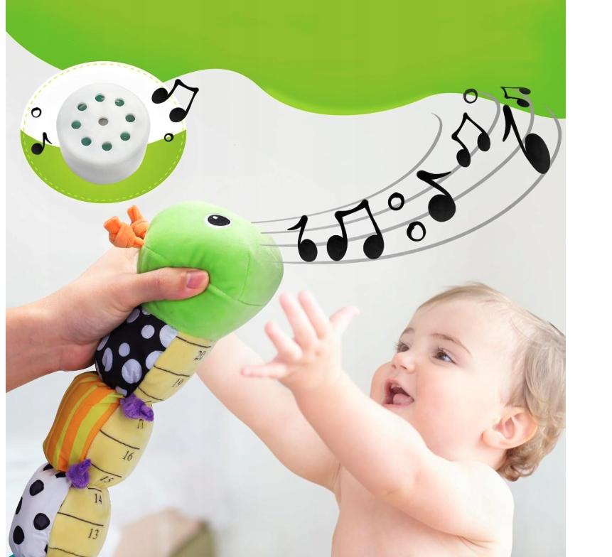 Sensory Plush Caterpillar for Babies with Music Anti-stress Mirror