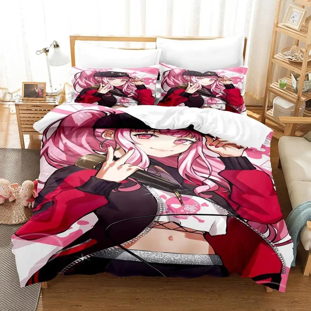 Mori Calliope Bettwäsche Set Einzelbett Twin Full Queen King Size Bettset Erwachsene Kind Schlafzimmer Bettbezug Sets 3D Druck Kawaii Anime Mädchen