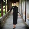 Elegant Black Cheongsam 2025: New High-End Embroidered Design for Ladies' Daily Wear