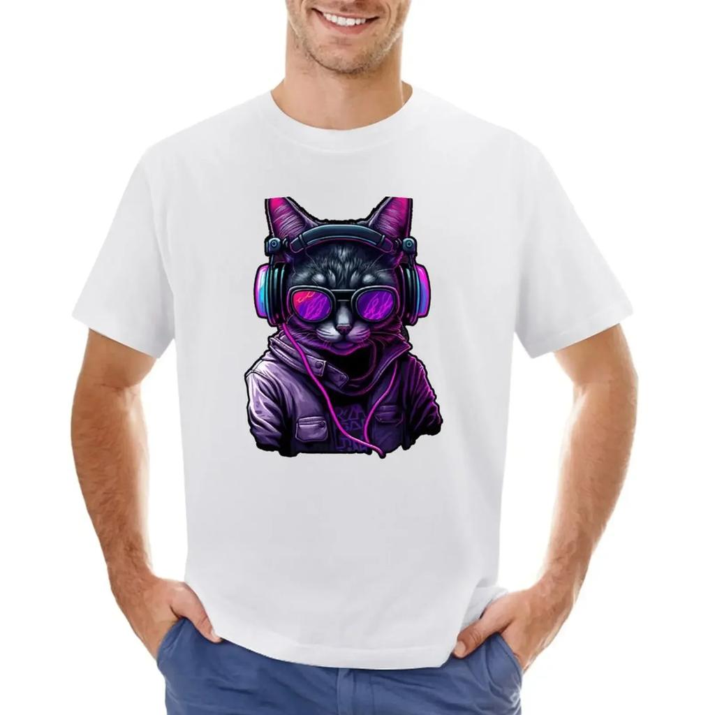 The Cool Cat T-shirt blanks boys whites cute clothes Men's clothing