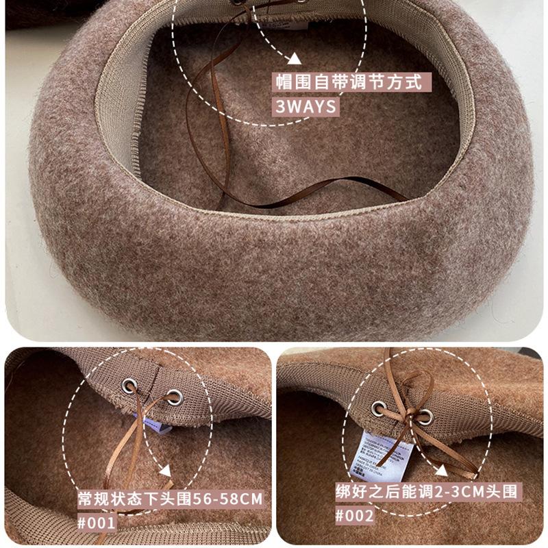 Australian Wool Beret Children'S Autumn And Winter Retro Versatile Solid Color Woolen Hat Showing Face Small Painter Hat Bud Hat