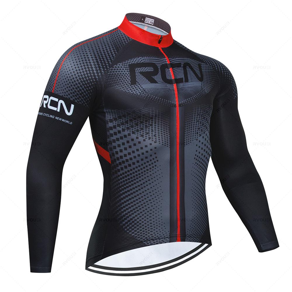 RCN Mens Autumn Long Sleeve New Racing MTB Spring Long Cycling Jersey Set Bike Cycling Bicycle Clothing Uniform Ropa Ciclismo