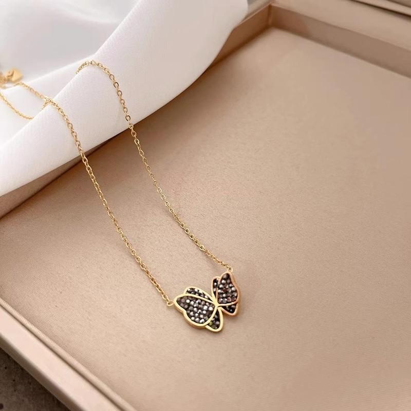 

ANENJERY серебряное ожерелье с подвеской в ​​форме бабочки для женщин, темпераментное колье, свадебные украшения, аксессуары слоновая кость