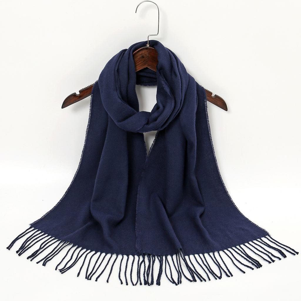 Solid Color Cashmere Scarf With Tassel Pashmina Fashion Custom Logo Women Shawl Wram Thicken Neck Protection190*32Cm