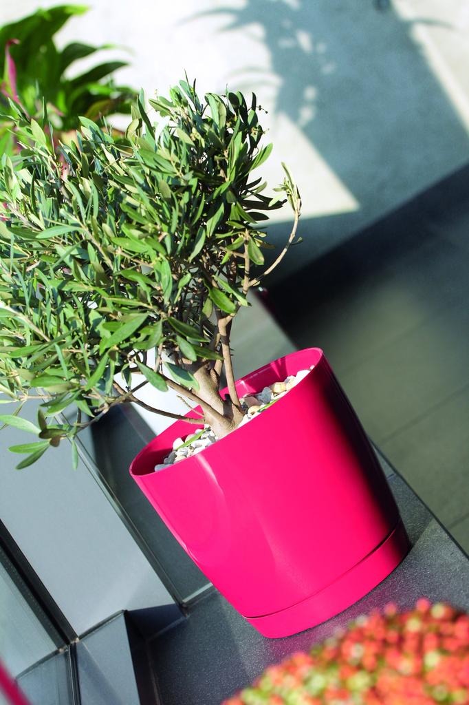 Coubi round flowerpot with saucer, white, 28x262cm