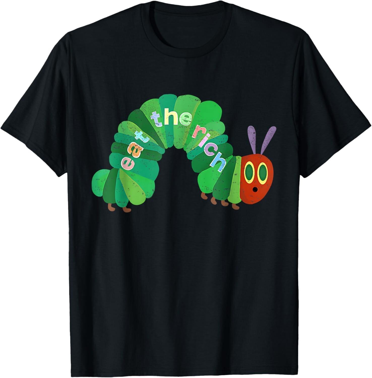 Vintage Eat The Rich Hungry Cute Caterpillar Worm T-Shirt Mens Womens Tees Top unisex T-Shirt Mens Womens Tees Top L