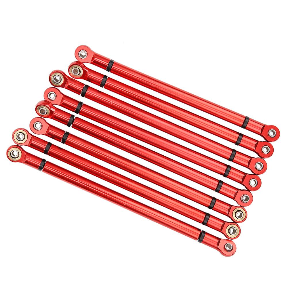 8Pcs Aluminium Alloy Link Rod for SCX10 1 10 Scale 313mm Wheelbase RC Crawler Car (Red))