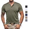 Men’s Tee Shirts Short Sleeves Round Neck Buttons Henley T-shirt Summer Slim Fit Daily Menswear Casual Holiday Outwear