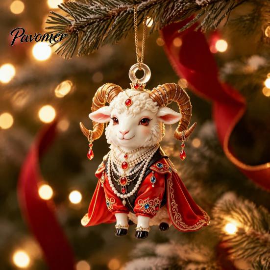 Acrylic Pendant for Christmas 2027 New Year Sheep Ornament, 2D Tree Hanging Decor with String, Chinese Zodiac Goat Decor, Holiday Gift Seasonal Party
