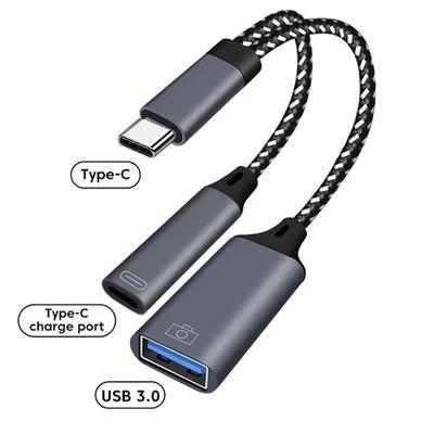 Kabel USB C OTG Adapter telefoniczny 2 w 1 typu C do USB A z portem ładowania PD do telefonu Samsung Huawei Xiaomi Laptop Tablet