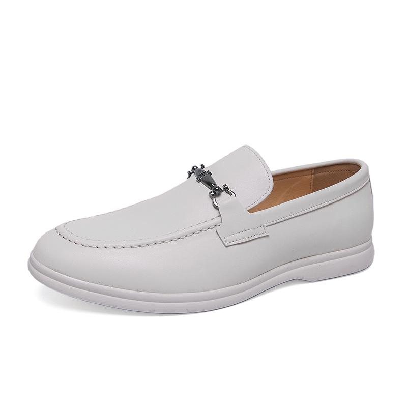 Men s Large Size Leather Slip-on Loafers - Fashionable and Versatile Casual Shoes Size 38