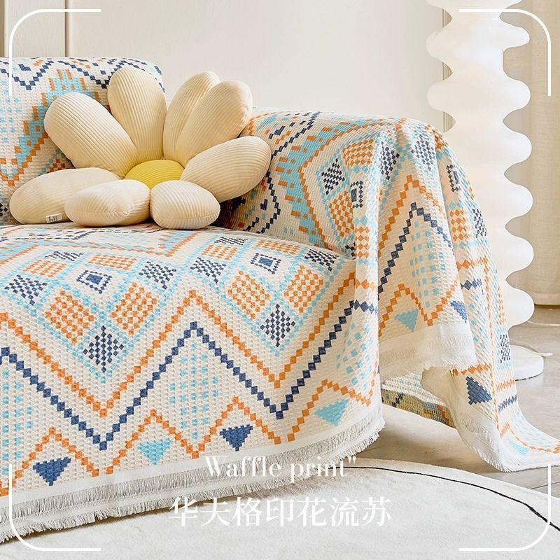 Universal-Sofadecke im nordischen Stil, rutschfester Bezug, Stoff, vollständig bezogen, Teilebezug, Sofakissen, Sand, Vier Jahreszeiten, universell, maschinenwaschbar