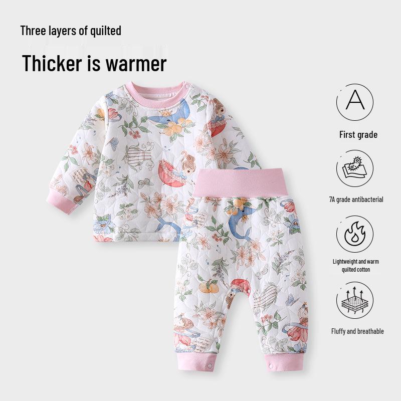 Infant & Toddler High-Waist Quilted Cotton Underwear Set - Unisex Autumn Warmth