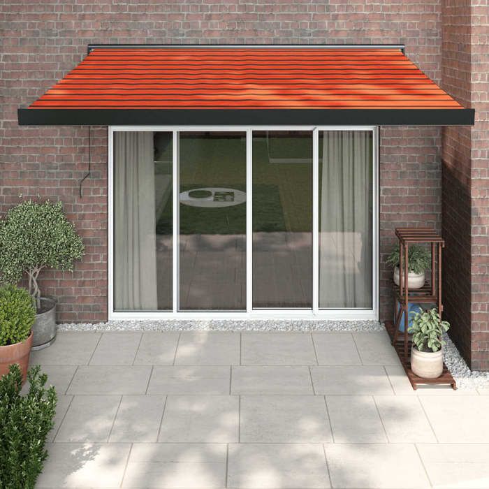 VidaXL Retractable Awning Orange and Brown 3x2.5 M Fabric and Aluminum, Awning, Patio Awning, Outdoor Awning, Awning 3154566
