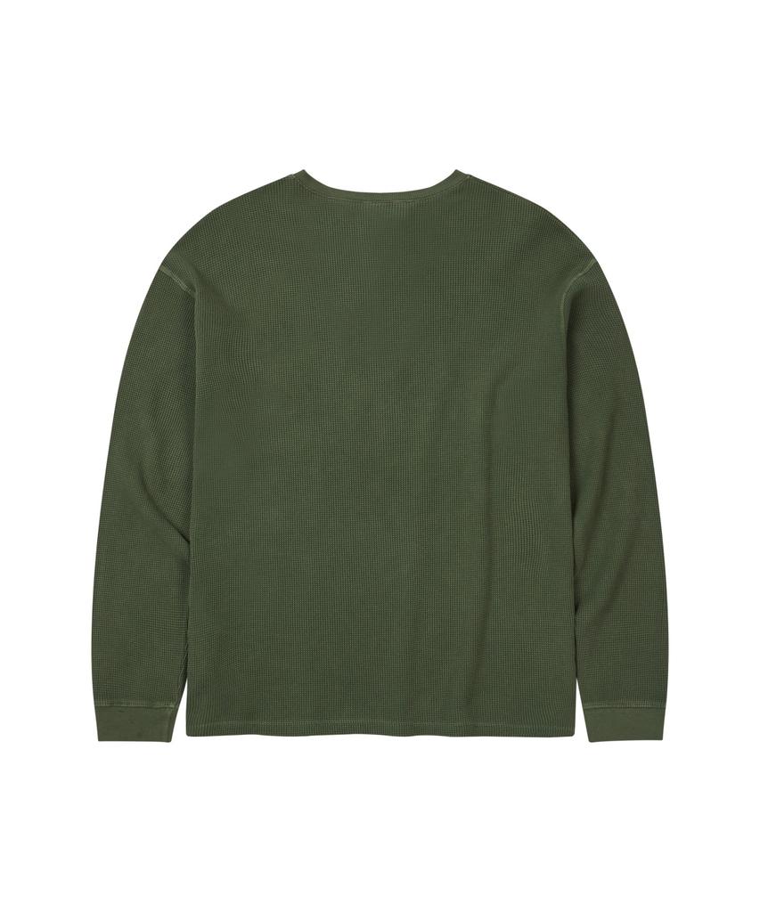 FERNOV Washed Waffle Henley Neck Khaki