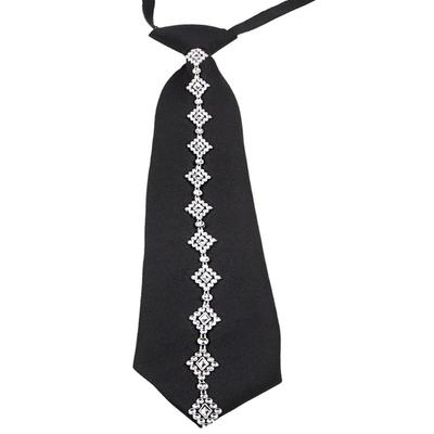 Rhinestones Pattern Necktie For Women Men Soft Polyester Fabric Adjustable Tie Business Prom Wear Wrinkles Resistant