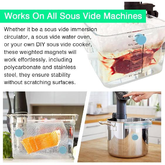 MOMOMA Sous Vide Magnets 12Pcs-Food-Grade Silicone Coated Weights&Clips, Keep Bags Submerged, Works on All Machines, Multi-Use for Cooking, Display,