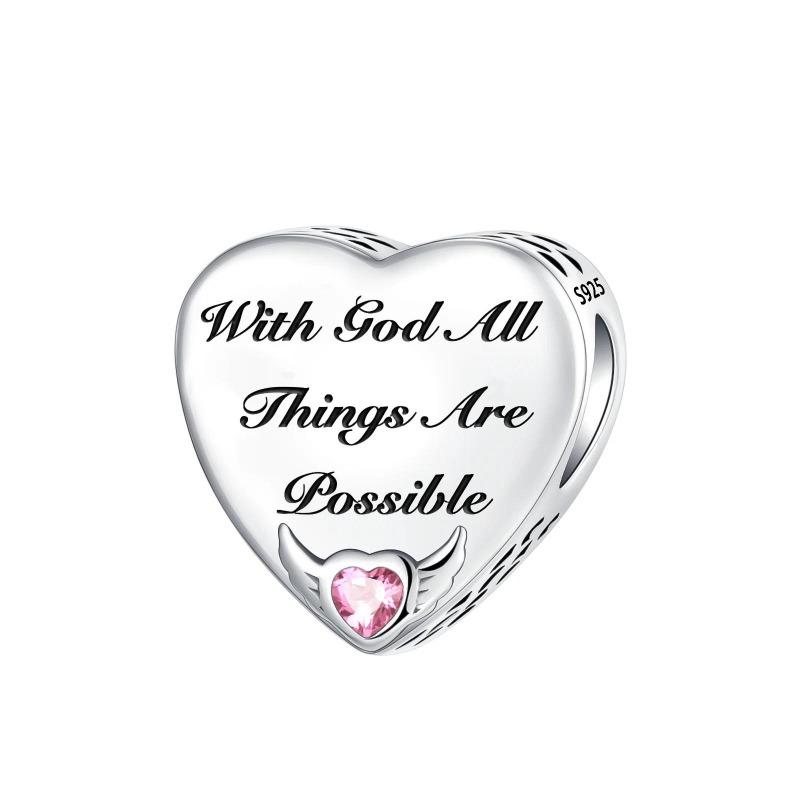 New Heart-Shaped Charms Copper Flower Forever Love Beads Fit Original Bracelets Necklace For Women Diy Jewelry Gift