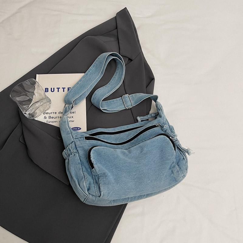 Denim Bag Multi-Layer Crossbody Bag Women Commuter Shoulder Bag Messenger Bag