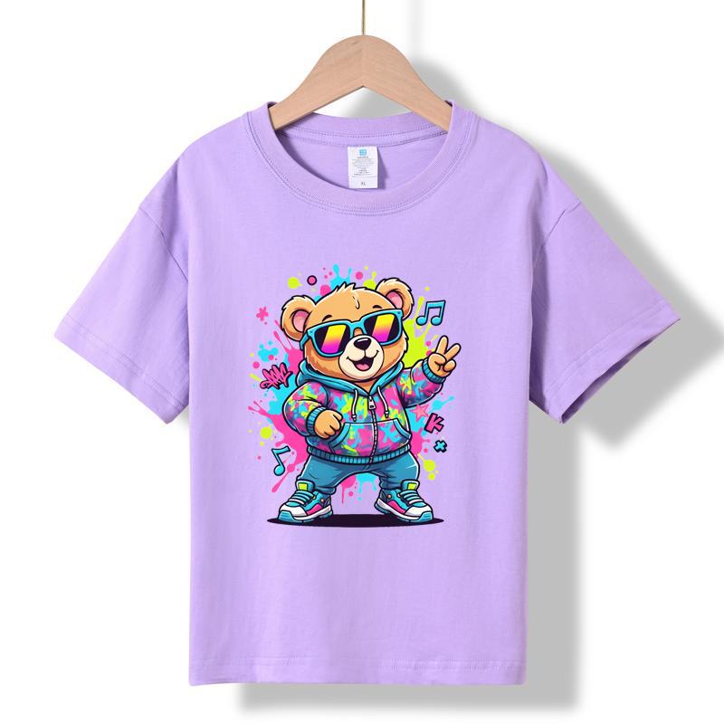 

XH26 MINISO 2026 Summer New Printed Cotton Round Neck T-shirt for Children Aged 1-16, Boys and Girls 150