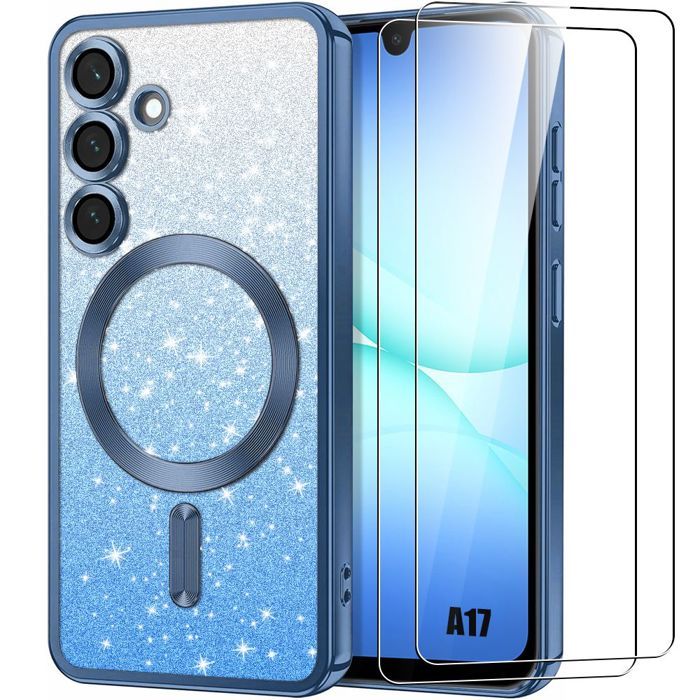 Coque de Protection - BOOLING - Samsung Galaxy A17 4G/5G - Souple - Antichoc - Bleu Pailleté