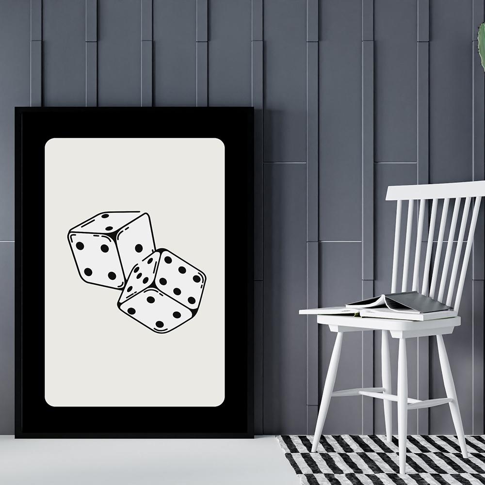 Retro Poker Wall Art Trendy Poster Canvas Set Of 6 Painting Lucky Playing Card Funky Black White Queen Joker Ace Room Home Decor