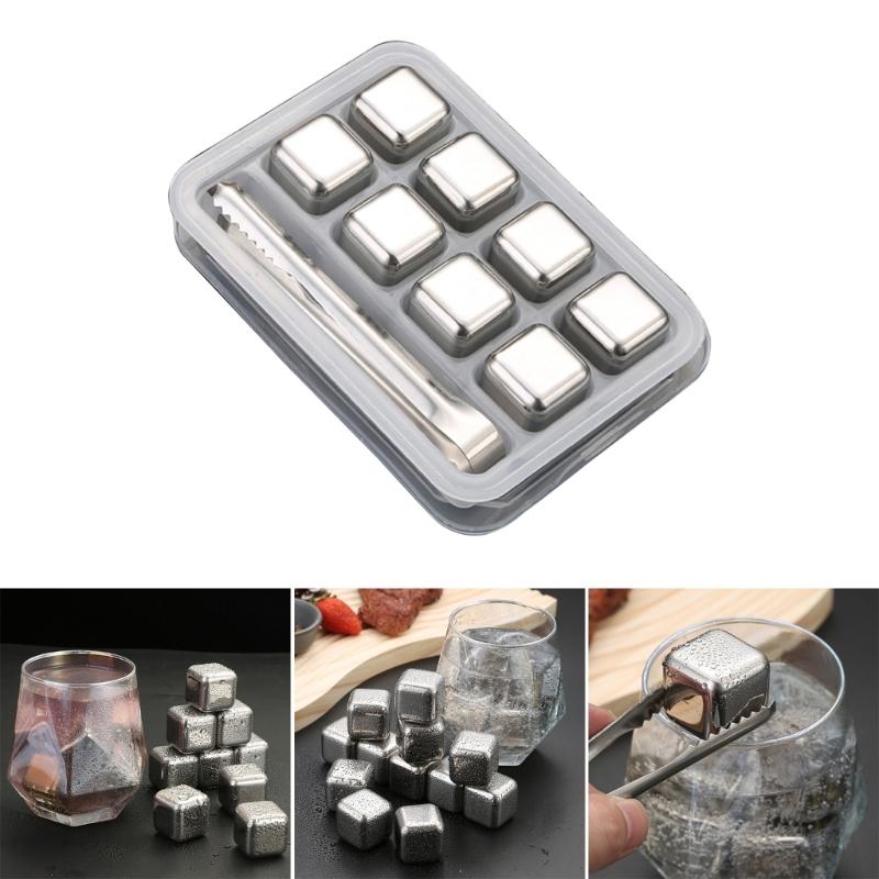 Ice Cubes with Nonslip Clip Reusable Whiskey Square Stone Drink Coolers