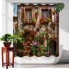 Charming Italian Village Scene with Flowers Waterproof Shower Curtain for Modern Bathroom Decor, Stylish, Perfect for Home Use