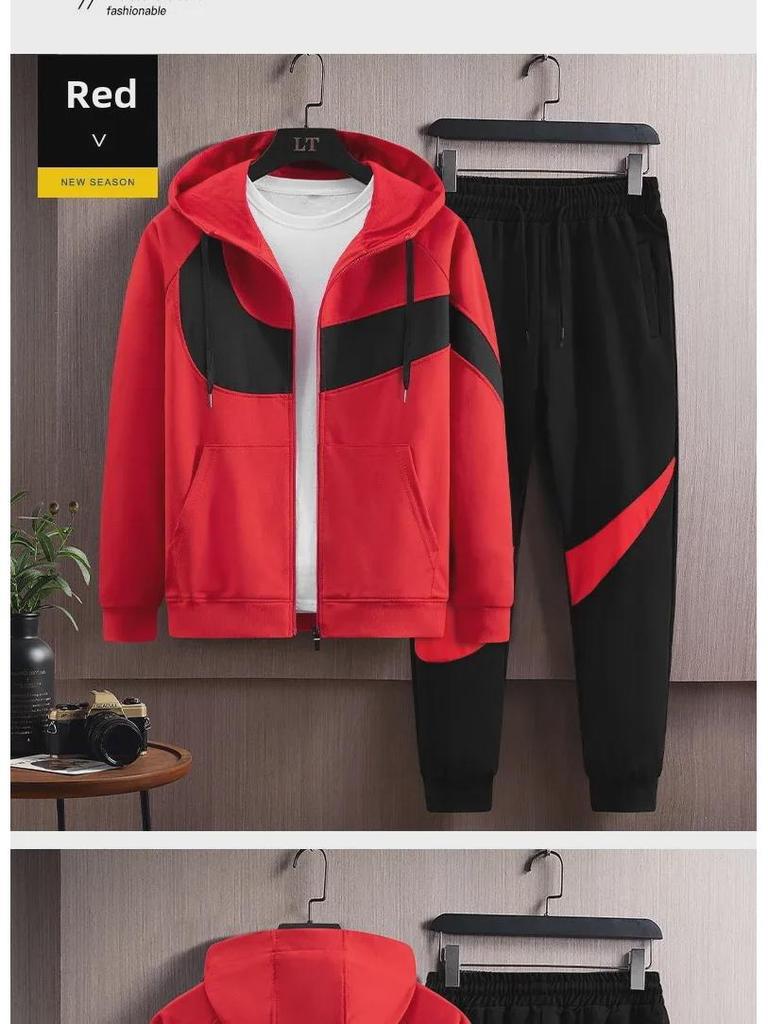 Męskie jesienno-zimowe aksamitne dresy z kapturem: Stylowe, luźne i modne.