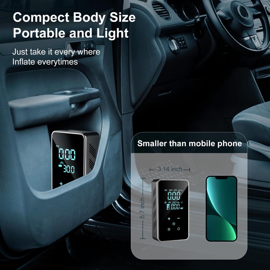 18000mAh Car Tire Inflator With LED Emergency Lights Portable Air Compressor Tire High-Pressure Pump With LED Display With Touch Screen