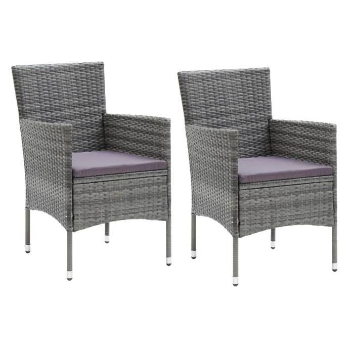 Maison Exclusive - Ensemble à manger de jardin coussins 3pcs Résine tressée Gris