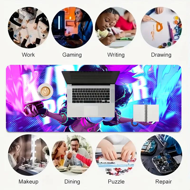 Futuristic Warrior Xl Gaming Mouse Pad Nonslip Rubber Base Stitched Edge Waterproof Desk Mat For Pc Laptop Gamer Office Computer Accessories C92963