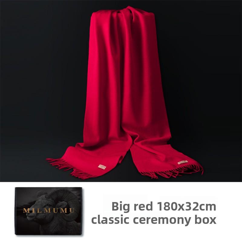 MILMUMU100% Wollschal, Herren Winter einfarbig grau schlicht Service verdickt warm Geschenkbox