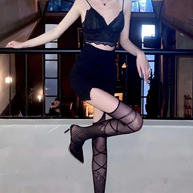 

Trendy Black Bow Fishnet Pantyhose with Suspender Stockings for Women One Size