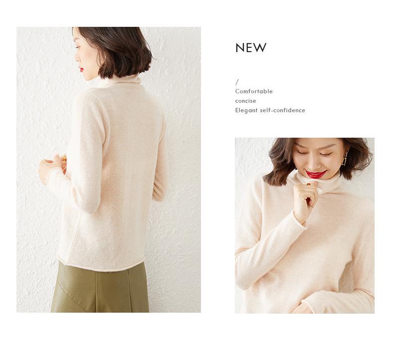 Women's Long Sleeve High Neck Knit Sweater - Loose Autumn/Winter Pullover Top