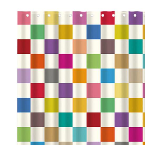 Bathroom Colorful Checkered Shower Curtain Set Waterproof Quick-Drying Mildew-Proof Easy To Install Modern Geometric Shower Curtain