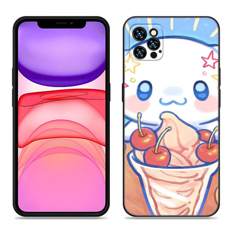 Husă de Telefon Kawaii Cinnamoroll Pentru Apple iPhone 12 13 Mini 11 14 15 Pro Max 7 8 Plus X XR XS SE 2020 2022 Husă Neagră din Silicon