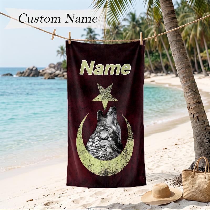 Turkish Samurai Custom Name Printed Beach Towel Personalized Soft Towel For Swimming Beach Travel