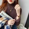 Women's Fleece-Lined Thick Sweater for Autumn/Winter, Half-High Collar Plush Base Layer, High-Grade Warm Top.
