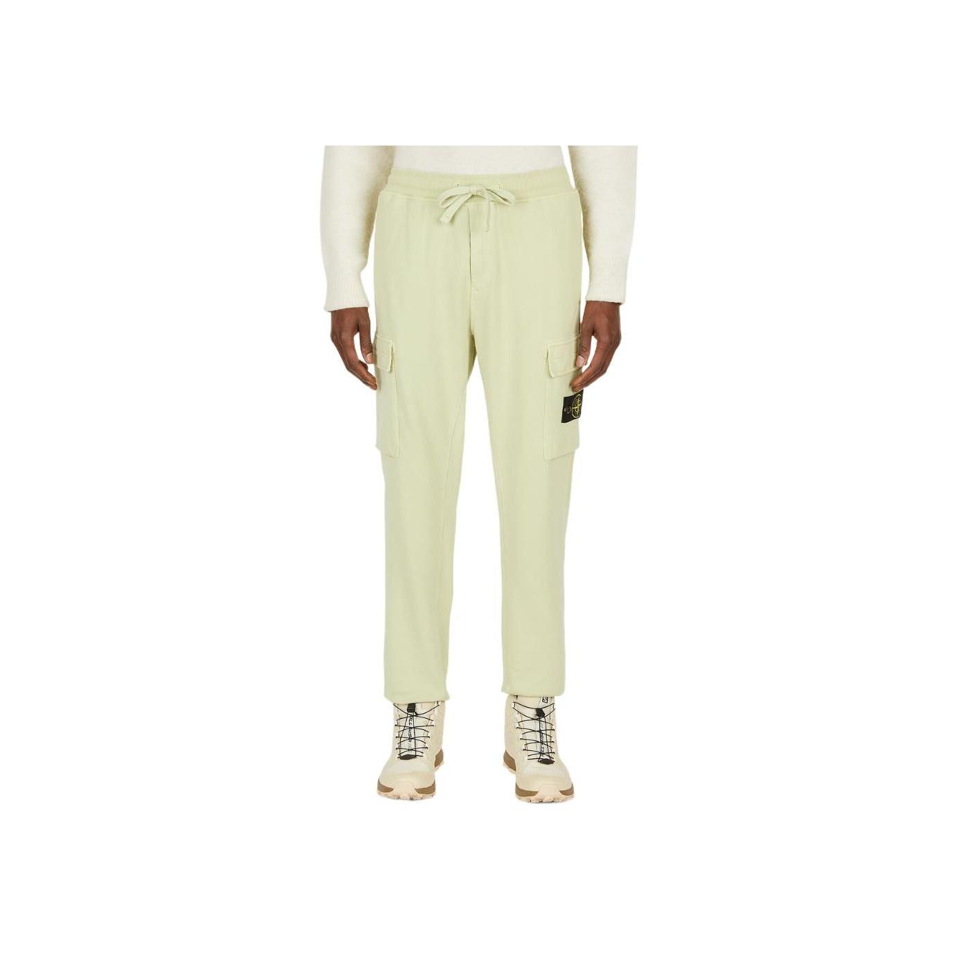 

Stone Island Solid Color Logo Elastic Waist Loose Mid Rise Casual Pants Men pants Light-Green 761564751-V0052 L