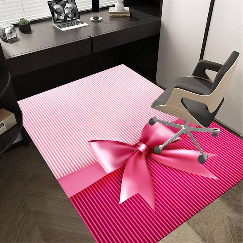 bow ribbon Crystal Velvet Office chair mat Area Rug - Non-Slip, Floor Mat, Office Desk Chair Rugs,Christmas Gift-1106075