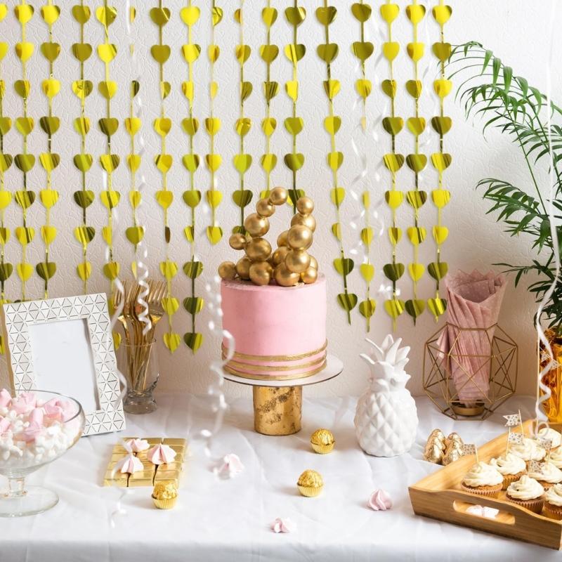 10PCS Glittering Heart Design Metallic Tinsels Curtains 1m X 2m Photo Booth Wall Decors Wedding Anniversary